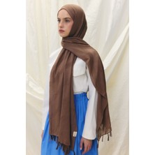 Lilyum Sıcak Kahve Saçak Püsküllü Pamuklu Şal