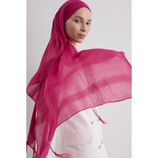 Brıce Fuşya Uzun Saçak Püsküllü Pamuklu Şal