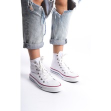 Beyaz Kadın Uzun Keten Spor Ayakkabı Günlük Sneakers Cnv6