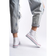 Beyaz Kadın Uzun Keten Spor Ayakkabı Günlük Sneakers Cnv6
