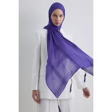 Brıce Mor Uzun Saçak Püsküllü Pamuklu Şal