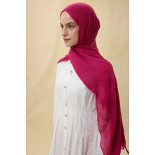 Lilyum Fuşya Saçak Püsküllü Pamuklu Şal