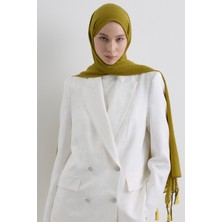 Brıce Yağ Yeşil Uzun Saçak Püsküllü Pamuklu Şal