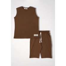 Sport Wear Armalı Kahverengi Renk Erkek Çocuk Kaprili Takım
