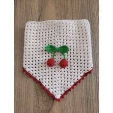 Örgü Bandana, Kirazlı Bandana, El Örgüsü Desenli Üçgen Bandana, Yazlık Bandana
