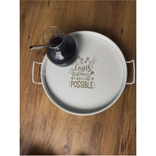 Metal Sunum Tepsi.çay Kahve Pasta Tatlı Servis  27 cm Beyaz