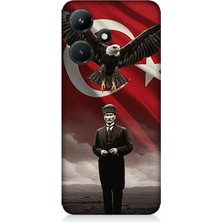 Infinix Hot 30I Uyumlu Kartal Bayrak ve Mustafa Kemal Atatürk  Desenli Silikon Kılıf