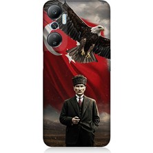 Infinix Hot 20 Uyumlu Bayrak Önünde Mustafa Kemal Atatürk  Desenli Silikon Kılıf