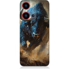 Reeder S19 Max Pro S Zoom Uyumlu Renk Patlamasında Saldıran Boğa  Desenli Silikon Kılıf