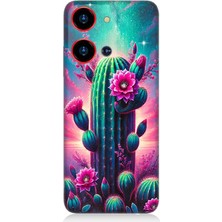 Reeder S19 Max Pro S Zoom Uyumlu Neon Renkli Kaktüs Bahçesi  Desenli Silikon Kılıf