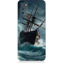 Samsung Galaxy A02S Uyumlu Fırtınada Eski Gemi  Desenli Silikon Kılıf
