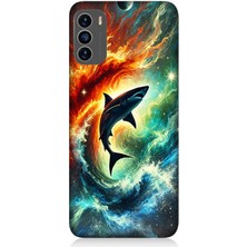 Reeder S19 Max Pro S Uyumlu Ateşle Dans Eden Köpekbalığı  Desenli Silikon Kılıf