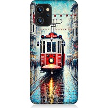 Reeder S19 Max Pro Uyumlu Yağmurlu Sokakta Kırmızı Tramvay  Desenli Silikon Kılıf