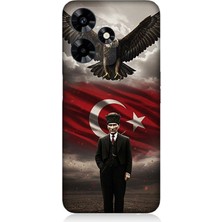 Infinix Hot 30 Uyumlu Bayrak ve Mustafa Kemal Atatürk  Desenli Silikon Kılıf