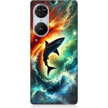 Reeder S19 Max Pro S Edge Uyumlu Ateşle Dans Eden Köpekbalığı  Desenli Silikon Kılıf