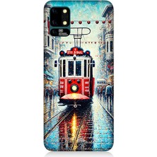 Reeder S19 Max Uyumlu Yağmurlu Sokakta Kırmızı Tramvay  Desenli Silikon Kılıf