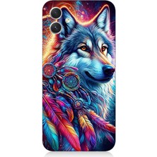 Samsung Galaxy A05 Uyumlu Renkli Tüylerde Kurt Ruhu  Desenli Silikon Kılıf