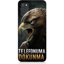 Samsung Galaxy A03S Uyumlu Bakışlarda Kartalın Sertliği  Desenli Silikon Kılıf