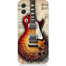 Samsung Galaxy A04 Uyumlu Nostaljik Gitar ve Nota  Desenli Silikon Kılıf