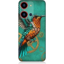 Reeder S19 Max Pro S Zoom Uyumlu Turkuaz Zeminde Sinek Kuşu  Desenli Silikon Kılıf