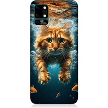 Reeder S19 Max Uyumlu Suda Yüzen Kedi  Desenli Silikon Kılıf