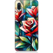 Samsung Galaxy A02 Uyumlu Soyut Origami Gül Deseni  Desenli Silikon Kılıf