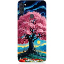 Samsung Galaxy A11 Uyumlu Masalsı Pembe Ağaç  Desenli Silikon Kılıf