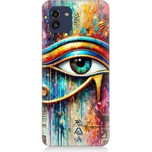 Samsung Galaxy A03 Uyumlu Soyut Detayda Mavi Göz Ra  Desenli Silikon Kılıf