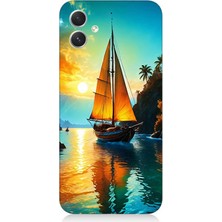Samsung Galaxy A05 Uyumlu Gün Batımında Yelkenli Tekne  Desenli Silikon Kılıf