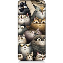 Samsung Galaxy A04E Uyumlu Meraklı Gözlü Kediler  Desenli Silikon Kılıf