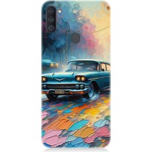 Samsung Galaxy M11 Uyumlu Renkli Yol Üzerinde Araba  Desenli Silikon Kılıf