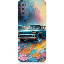 Samsung Galaxy A02S Uyumlu Renkli Yol Üzerinde Araba  Desenli Silikon Kılıf