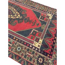 El Dokuma Eskitme Taşpınar Halısı 133X270 Kırmızı Vintage Halı