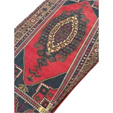 El Dokuma Eskitme Taşpınar Halısı 133X270 Kırmızı Vintage Halı