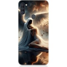 Samsung Galaxy A11 Uyumlu Gökyüzünde Işık Meleği  Desenli Silikon Kılıf