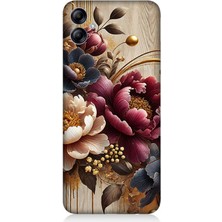 Samsung Galaxy A04E Uyumlu Ahşap Üzerinde Gölge Çiçekler  Desenli Silikon Kılıf