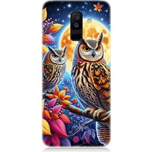 Samsung Galaxy A6 Plus Uyumlu Dallarda Bilge Baykuşlar  Desenli Silikon Kılıf