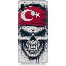 Samsung Galaxy A30 Uyumlu Bayraklı Kuru Kafa  Desenli Silikon Kılıf