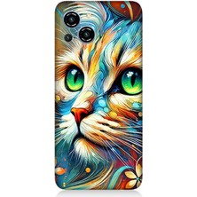 Reeder S23 Pro Max Uyumlu Parlak Gözlü Renkli Kedi  Desenli Silikon Kılıf