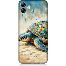 Samsung Galaxy A04E Uyumlu Fırça Darbesiyle Deniz Kaplumbağası  Desenli Silikon Kılıf
