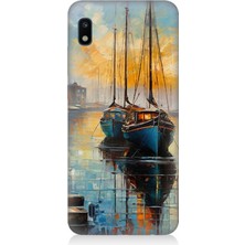 Samsung Galaxy A10 Uyumlu Limanda Günbatımı Huzuru  Desenli Silikon Kılıf