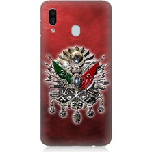 Samsung Galaxy A30 Uyumlu Osmanlı Armalı Kırmızı Arka  Desenli Silikon Kılıf