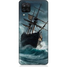 Samsung Galaxy A12 Uyumlu Fırtınada Eski Gemi  Desenli Silikon Kılıf