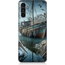 Samsung Galaxy A13 Uyumlu Ay Işığında Eski Gemi  Desenli Silikon Kılıf