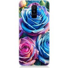 Samsung Galaxy A6 Plus Uyumlu Gökkuşağı Renkli Güller  Desenli Silikon Kılıf