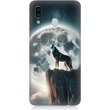 Samsung Galaxy A30 Uyumlu Dolunayda Uluyan Kurt  Desenli Silikon Kılıf