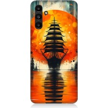 Samsung Galaxy A13 Uyumlu Gün Batımında Yelkenli  Desenli Silikon Kılıf