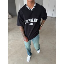 Kepp Ready V Yaka Oversize T-Shirt - Siyah
