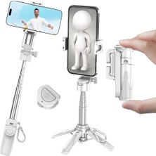 Jmary Mt-18 360 Derece Dönebilen Kumandalı Selfie Çubuğu ve Tripod Beyaz