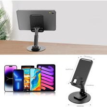 Jmary Mk-59 Yüseklik Ayarlı Katlanabilir 360 Derece Dönebilen Telefon ve Tablet Standı Siyah